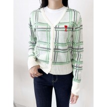 아미 브이넥 사각 체크 가디건 (국내배송)