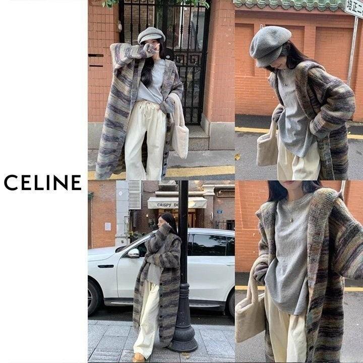 셀린느 믹스 롱 후드가디건 (국내배송)