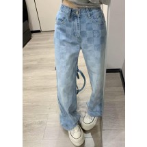 루이비통 체커보드 데님 와이드 레그 스트레이트 팬츠 (해외배송)