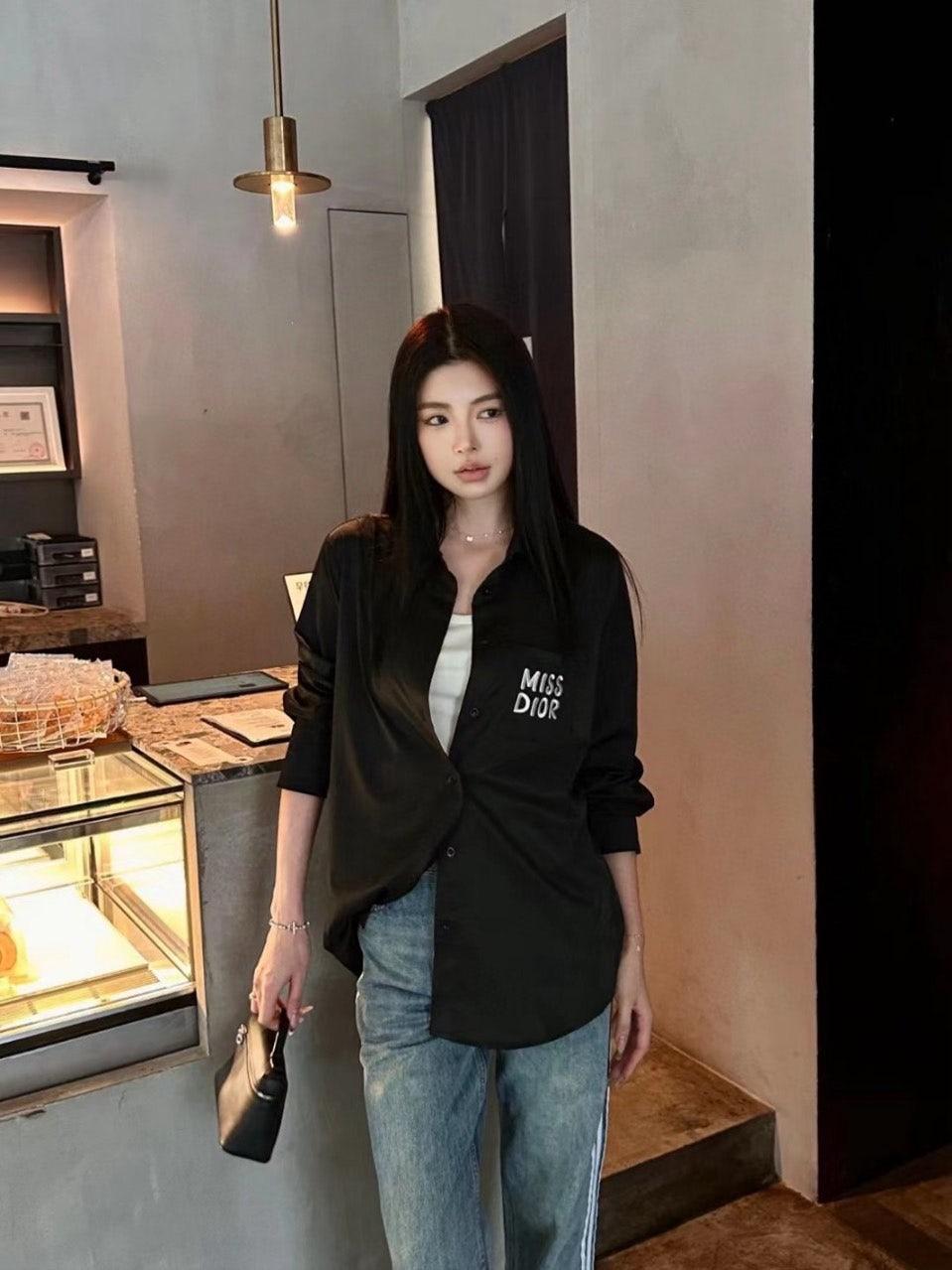 디올 여성 블랙 디올 포인트 셔츠 (국내배송)