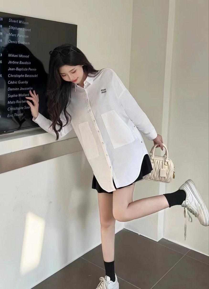 미우마우[MIU MIU] 여성 화이트 포플린 셔츠 (국내배송)