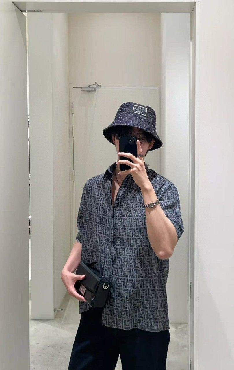 펜디 FENDI 블루 오픈 스티치 FF 셔츠 반팔 셔츠 (해외배송)