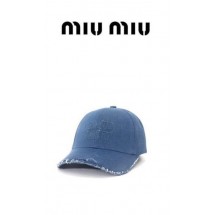 미우미우 로고 빈티지 데님 베이스 볼캡 (국내배송)