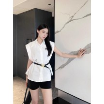 디올 2025 여름 라펠 슬리브리스 벨트 셔츠 (해외배송)