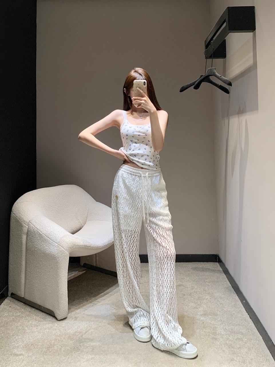 발렌티노 마이크로 로고 드로스트링 레이스 홀로우 캐주얼 바지 (해외배송)