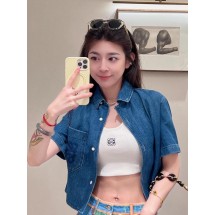 로에베 25Ss 신상 봄여름 데님 블루 반팔 셔츠 (해외배송)
