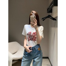 막스마라 스팽글 자수 핫 다이아몬드 라운드넥 반팔 (해외배송)