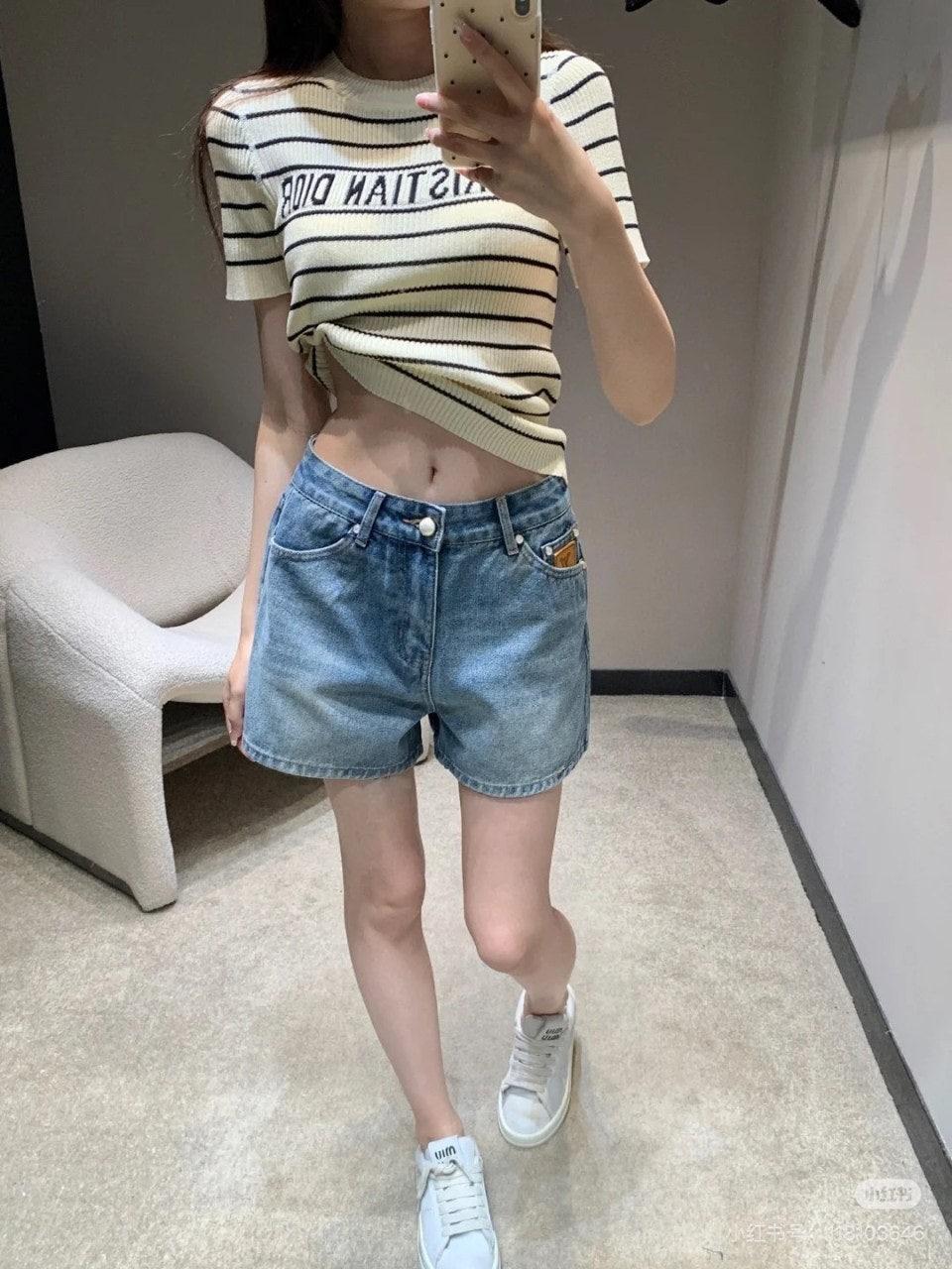 루이비통 LV 자수 데님 반바지 (해외배송)