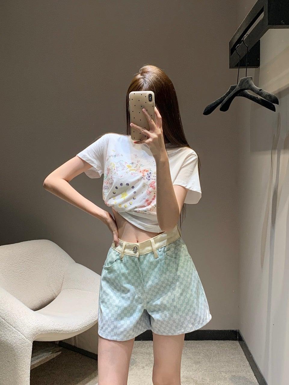 루이비통 체크 자카드 데님 반바지 (해외배송)