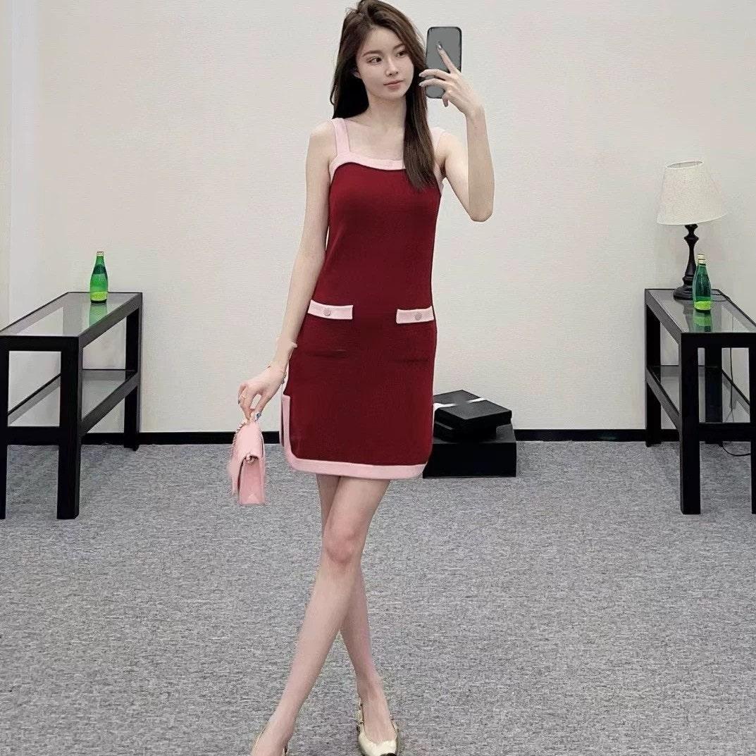 샤넬 25FW 퓨어 울 커스텀 다이드 콘트라스트 컬러 스티칭 서스펜더 원피스 (정품급 해외배송)