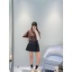 미우미우 아플리케 자수 레터링 플리츠 숏 스커트 (해외배송)